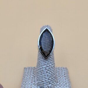 Size 5.25 Sterling Silver 32mm By 17mm Smoky Quartz Gem Ring A5508